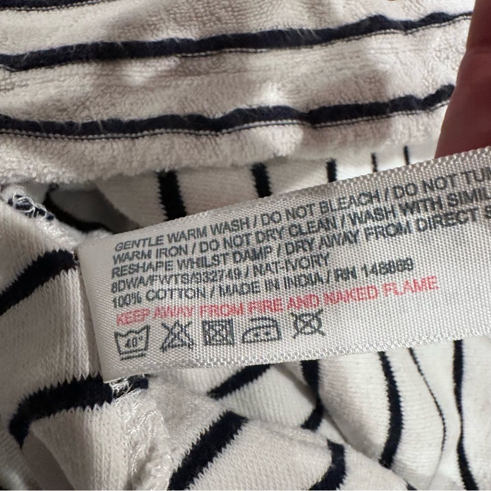 Fat Face Terry Cloth White with Navy Stripes Hoodie Oversized Size 2 - Picture 8 of 10